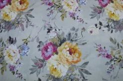 TESSUTO ARREDO FANTASIA FLORALE FONDO GRIGIO