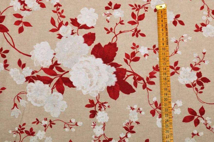 TESSUTO ARREDO FANTASIA FLOREALE ROSSO