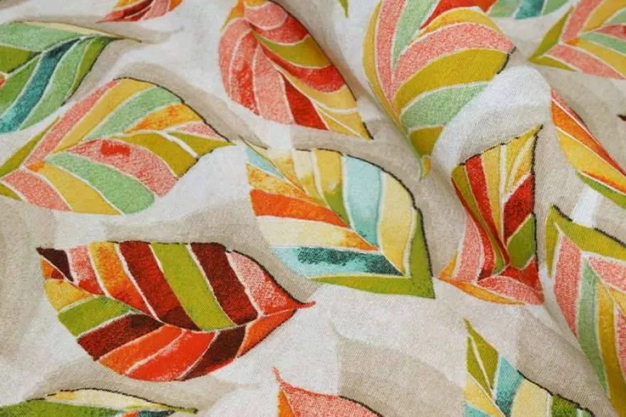 TESSUTO ARREDO FANTASIA FOGLIE MULTICOLOR
