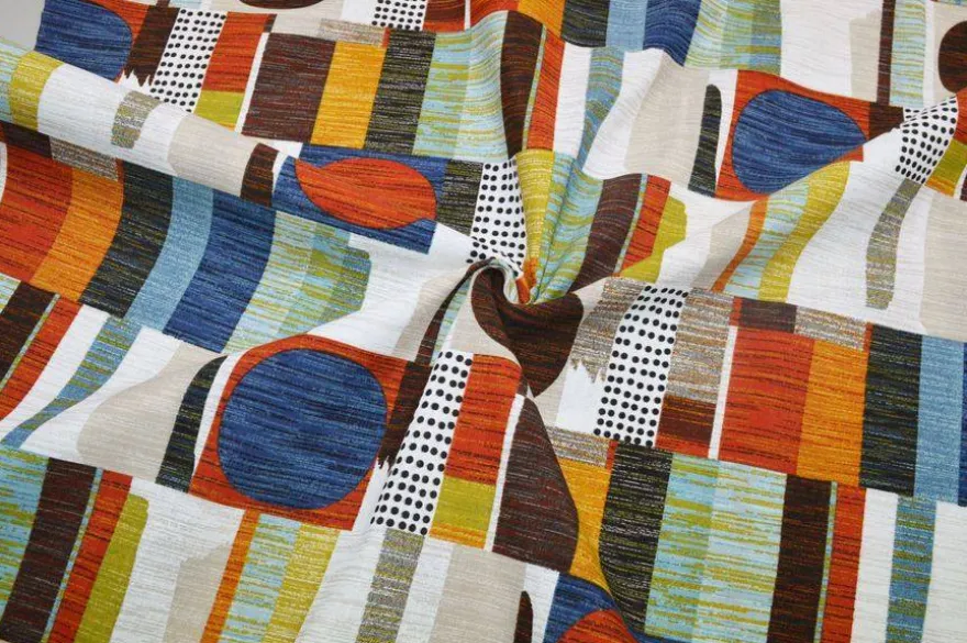 TESSUTO ARREDO FANTASIA GEOMETRICA MULTICOLOR