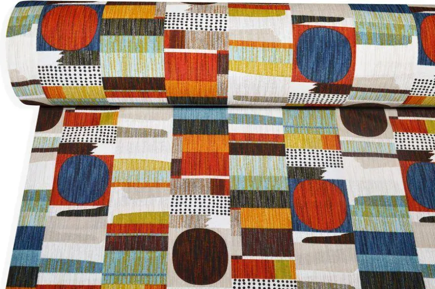 TESSUTO ARREDO FANTASIA GEOMETRICA MULTICOLOR