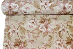 TESSUTO ARREDO FANTASIA MAGNOLIA ROSA FONDO BEIGE
