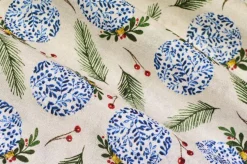 TESSUTO ARREDO FANTASIA NATALE PALLINE BLU