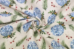 TESSUTO ARREDO FANTASIA NATALE PALLINE BLU