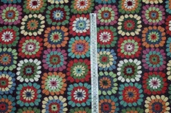 TESSUTO ARREDO GOBELIN FANTASIA MATTONELLE FONDO SCURO