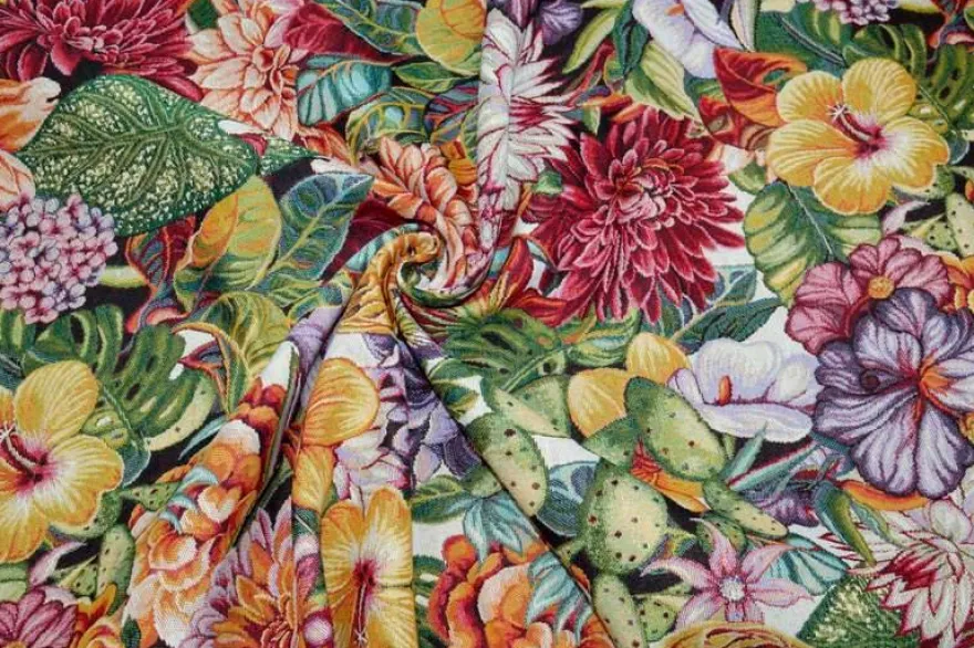 TESSUTO ARREDO GOBELIN FANTASIA TROPICAL
