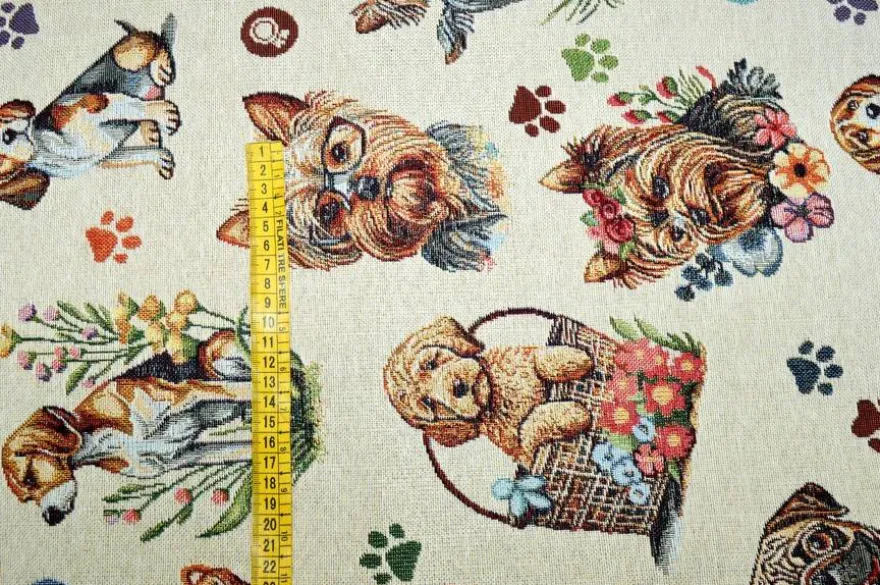 TESSUTO ARREDO GOBELIN FANTASIA CAGNOLINO