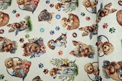 TESSUTO ARREDO GOBELIN FANTASIA CAGNOLINO