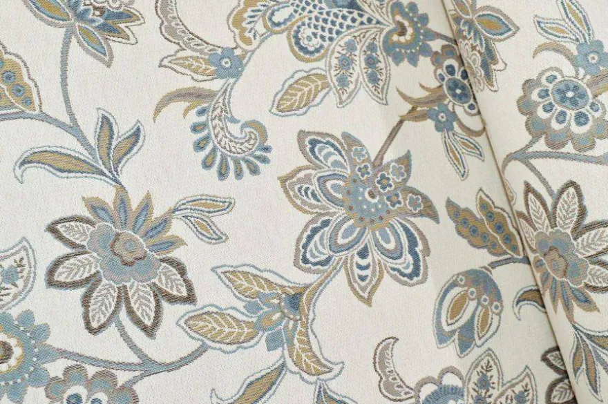 TESSUTO ARREDO GOBELIN FANTASIA FIORE STILIZZATO AVIO
