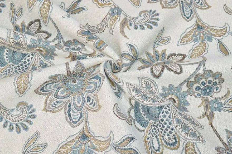TESSUTO ARREDO GOBELIN FANTASIA FIORE STILIZZATO AVIO
