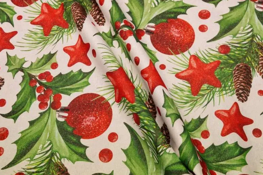 TESSUTO ARREDO NATALE PUNGITOPO LUREX