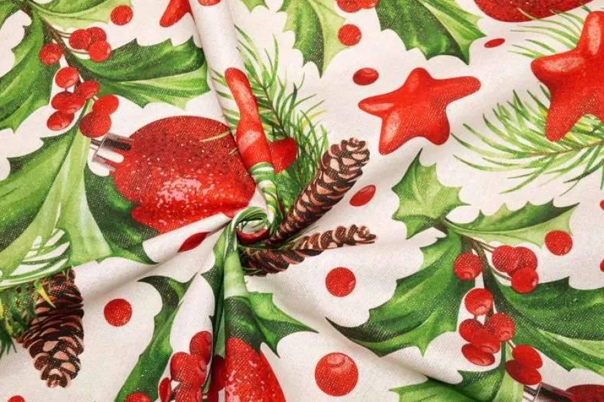 TESSUTO ARREDO NATALE PUNGITOPO LUREX