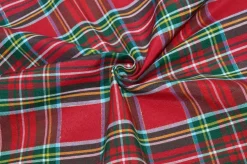 TESSUTO ARREDO SCOZZESE ROSSO FILO LUREX ORO