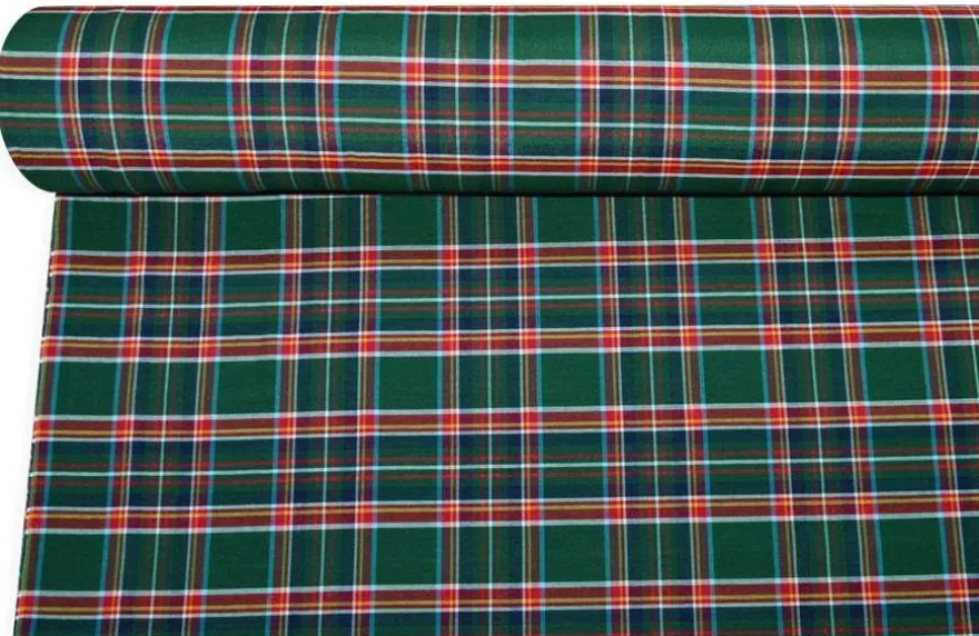 TESSUTO ARREDO TARTAN ROSSO/VERDE