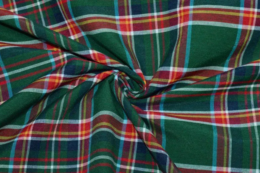 TESSUTO ARREDO TARTAN ROSSO/VERDE