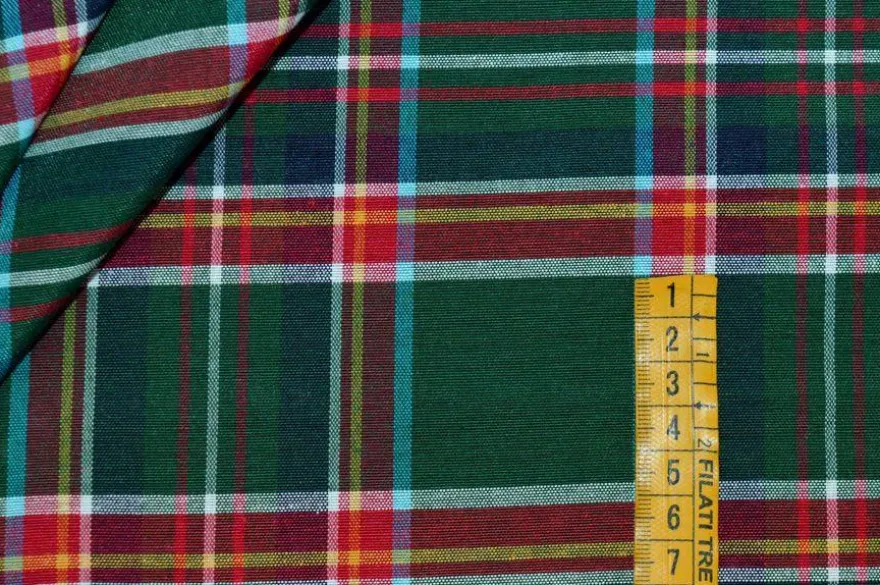 TESSUTO ARREDO TARTAN ROSSO/VERDE