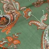 TESSUTO BATISTA PURO COTONE DISEGNO CASHMERE ARANCIO E VERDE