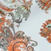 TESSUTO BATISTA PURO COTONE FANTASIA BIANCO E ARANCIO