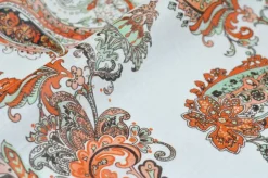 TESSUTO BATISTA PURO COTONE FANTASIA BIANCO E ARANCIO