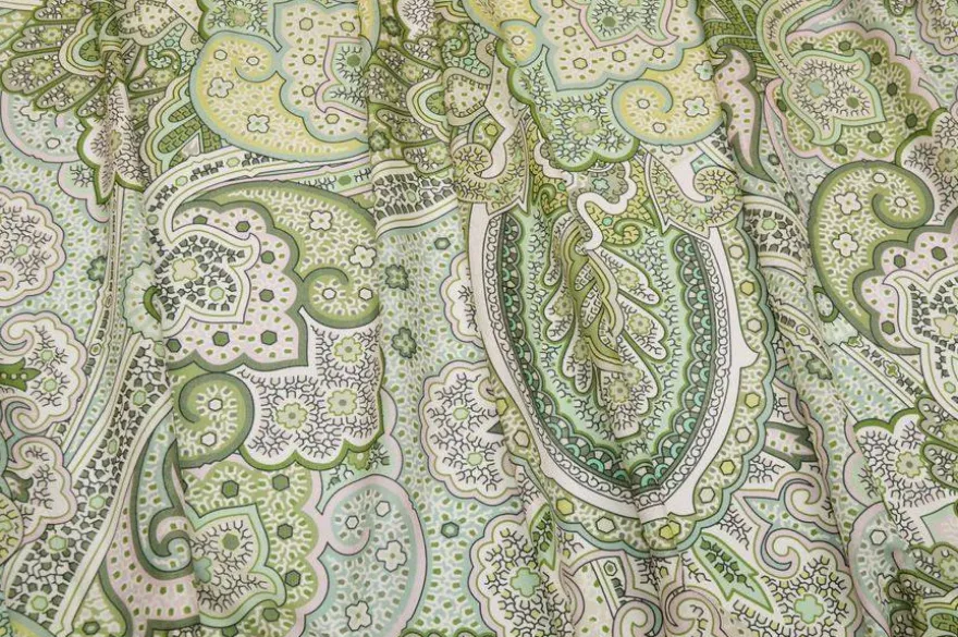 TESSUTO BATISTA PURO COTONE FANTASIA ROSA E VERDE