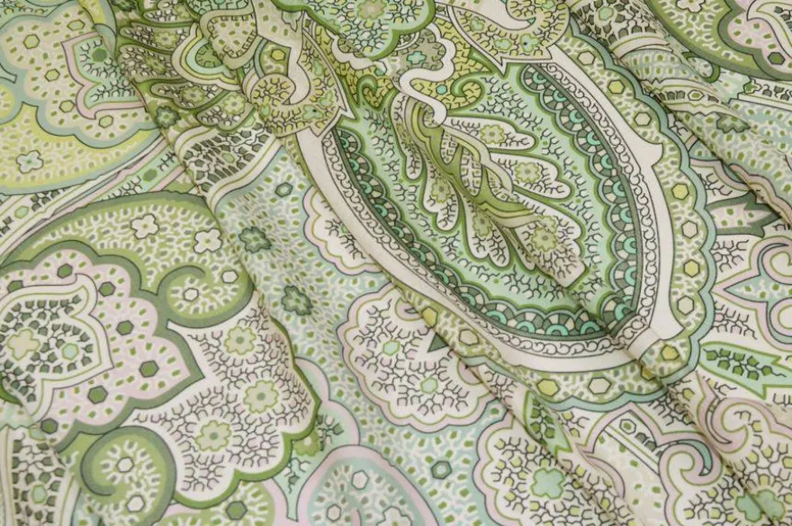 TESSUTO BATISTA PURO COTONE FANTASIA ROSA E VERDE