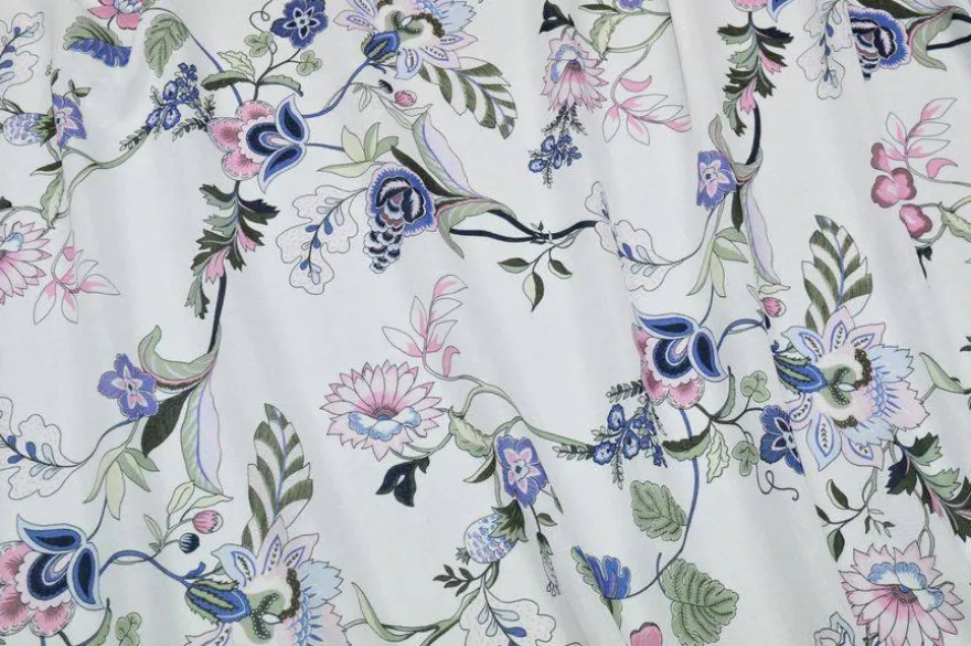 TESSUTO BATISTA PURO COTONE FIORE FONDO BIANCO