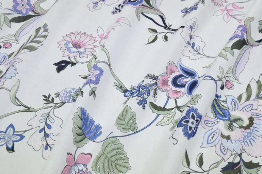 TESSUTO BATISTA PURO COTONE FIORE FONDO BIANCO
