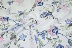 TESSUTO BATISTA PURO COTONE FIORE FONDO BIANCO