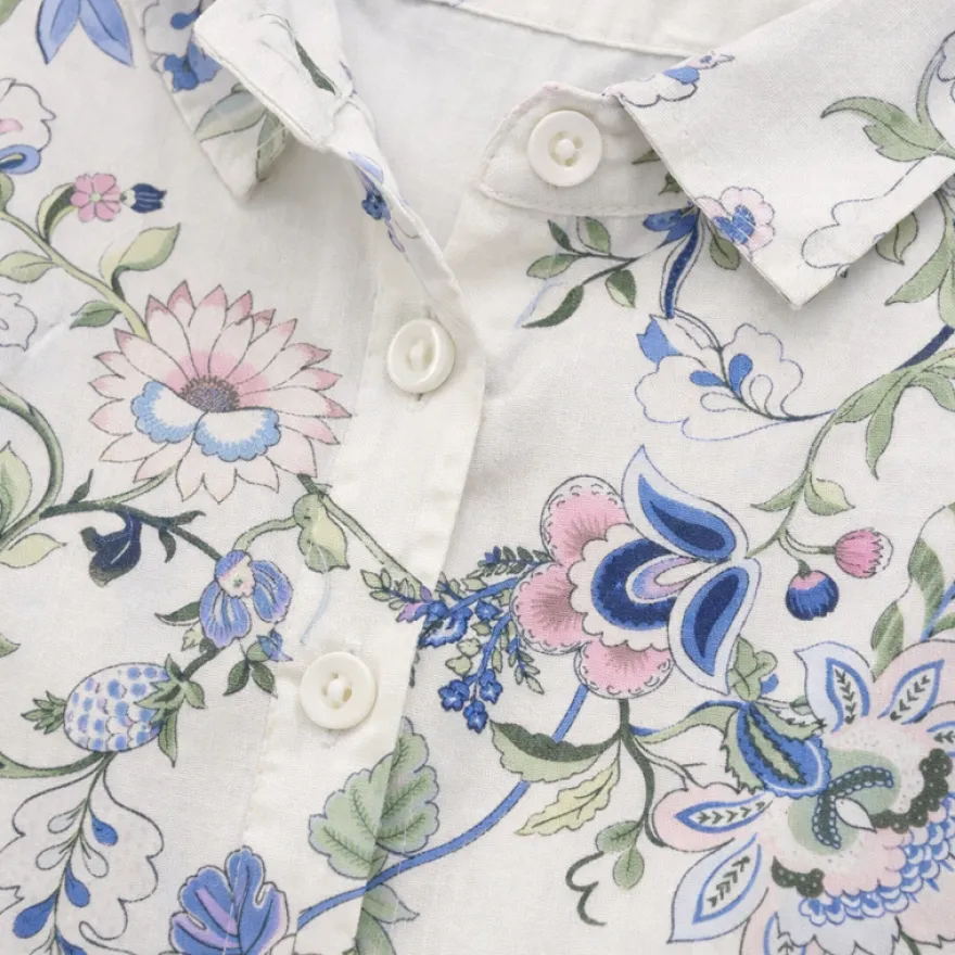 TESSUTO BATISTA PURO COTONE FIORE FONDO BIANCO