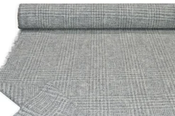 TESSUTO BOUCLE LANA ALPACA SCACCO GRIGIO