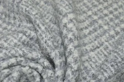 TESSUTO BOUCLE LANA ALPACA SCACCO GRIGIO