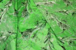 TESSUTO BROCCATO FIORE STILIZZATO FONDO VERDE