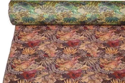 TESSUTO BROCCATO STRETCH FANTASIA TROPICALE COLORI CALDI