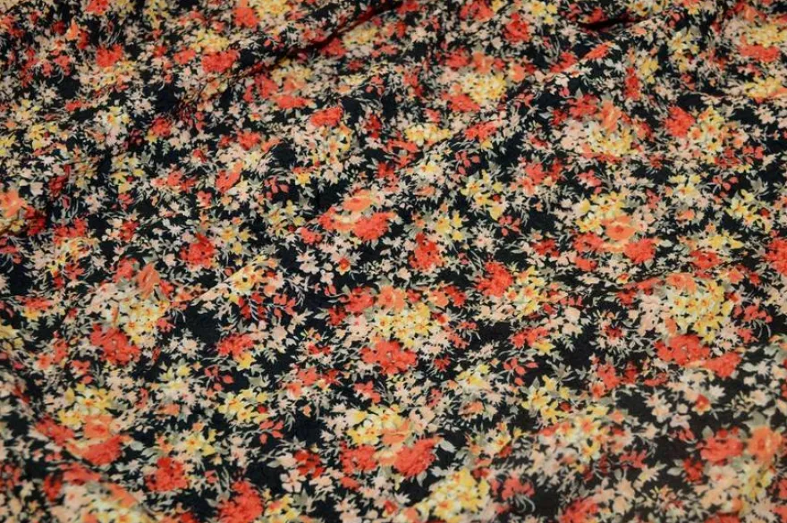 TESSUTO CAMICERIA GOFFRATO FANTASIA PROVENZALE NERA