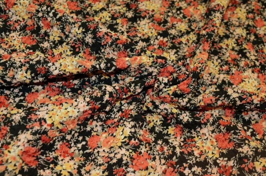 TESSUTO CAMICERIA GOFFRATO FANTASIA PROVENZALE NERA