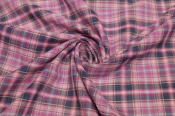 TESSUTO CAMICERIA PURO COTONE SCACCO ROSA