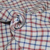 TESSUTO CAMICERIA PURO LINO SCACCO ROSSO BLU