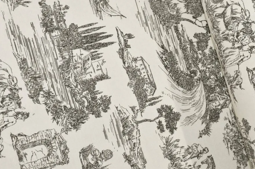 TESSUTO CANVAS MISTO COTONE TOILE DE JOUY GRIGIO