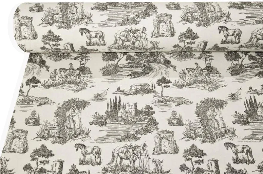 TESSUTO CANVAS MISTO COTONE TOILE DE JOUY GRIGIO