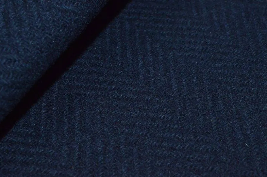 TESSUTO CAPPOTTO DOUBLE PURA LANA SPINATO BLU
