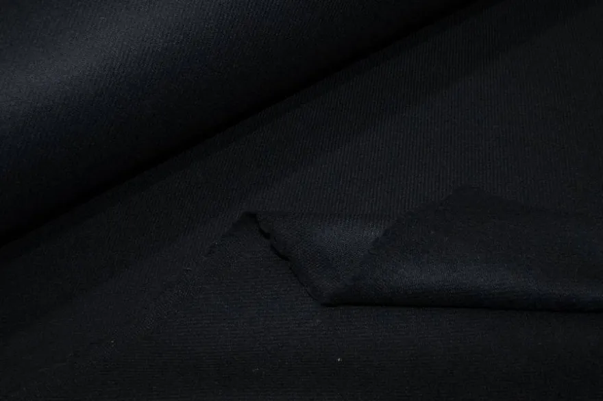 TESSUTO CAPPOTTO DOUBLE PURA LANA EFFETTO SHETLAND NERO