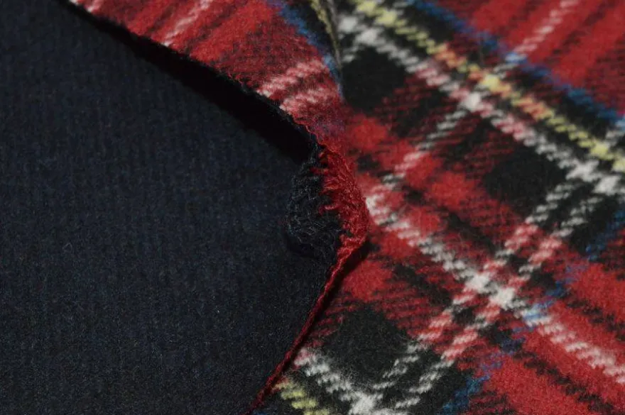 TESSUTO CAPPOTTO DOUBLE PURA LANA TARTAN ROSSO