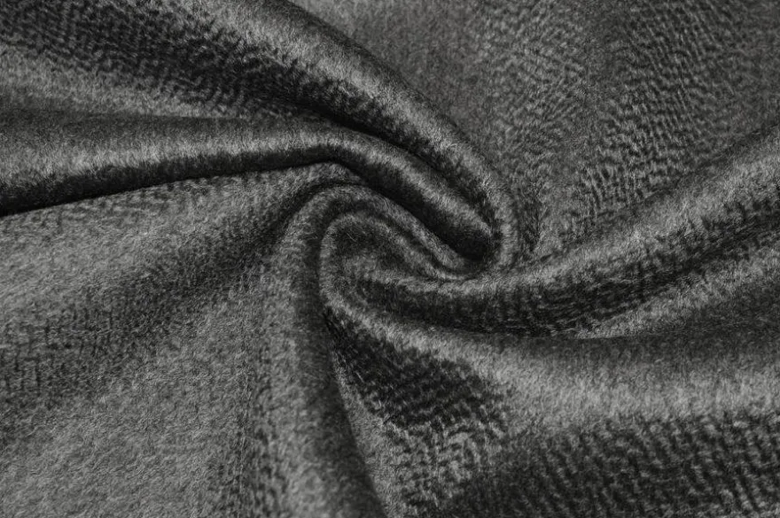 TESSUTO CAPPOTTO DOUBLE PURO CASHMERE ZIBELLINATO GRIGIO