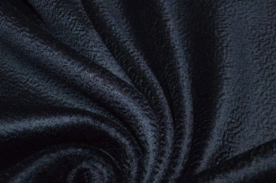 TESSUTO CAPPOTTO DOUBLE ZIBELLINATO PURO CASHMERE BLU NOTTE