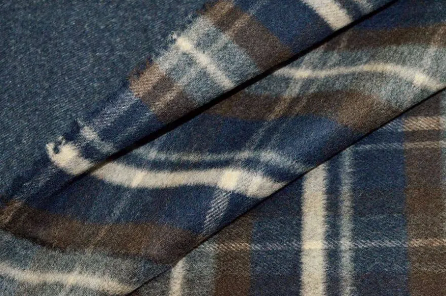 TESSUTO CAPPOTTO LANA SCACCO BLU