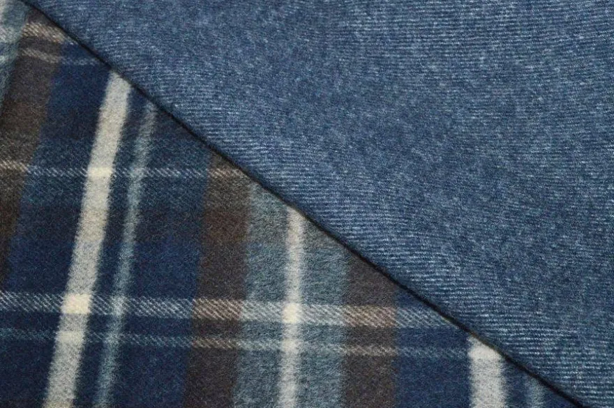 TESSUTO CAPPOTTO LANA SCACCO BLU