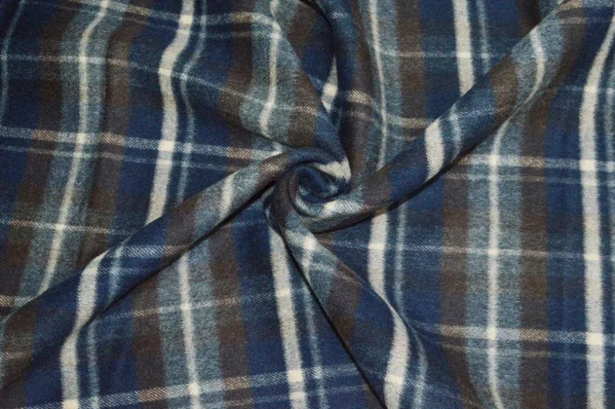TESSUTO CAPPOTTO LANA SCACCO BLU