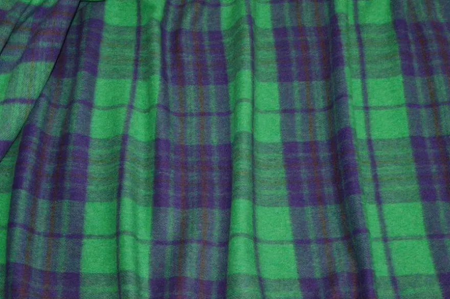 TESSUTO CAPPOTTO MISTO LANA SCACCO VERDE VIOLA