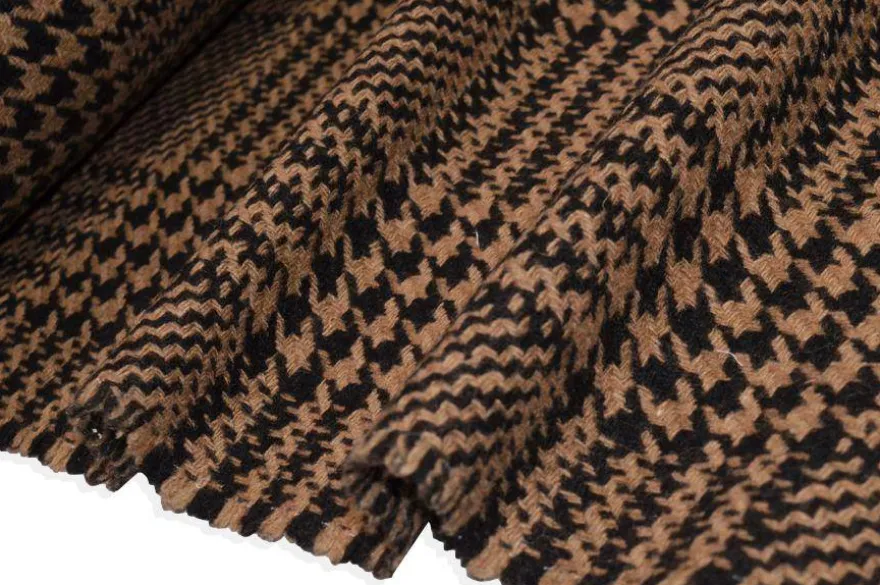 TESSUTO CAPPOTTO PRINCIPE DI GALLES MARRONE E NERO