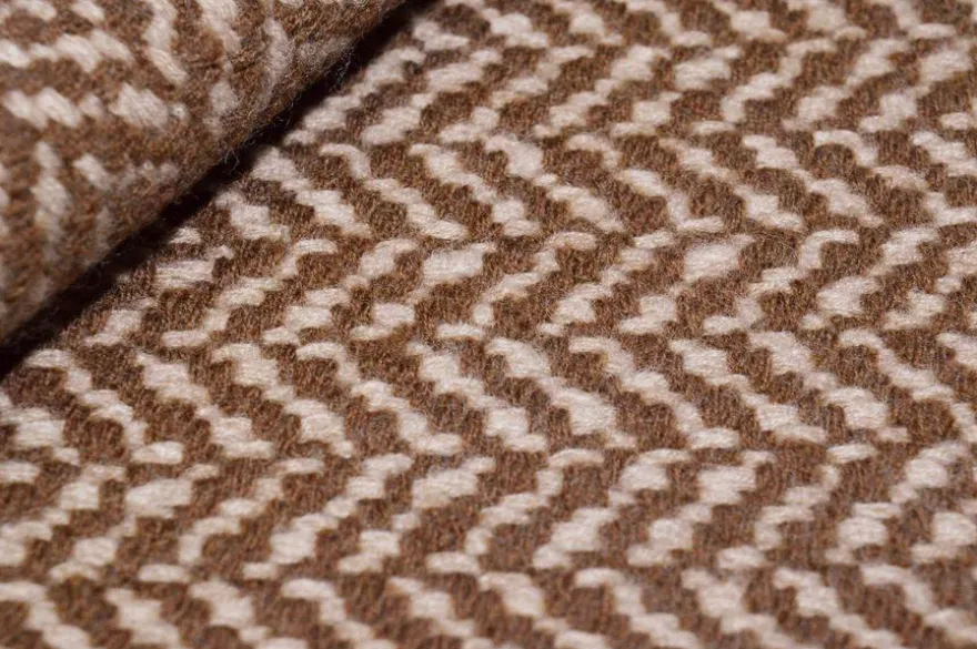 TESSUTO CAPPOTTO PURA LANA SPINATO COLOR TABACCO